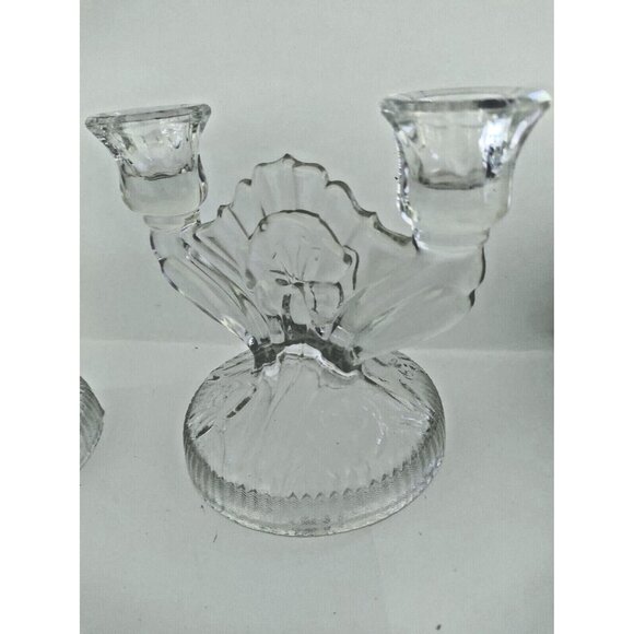 Vintage Jeanette Glass Candleholder "Iris & Herringbone" 1930's set of two - Picture 6 of 11